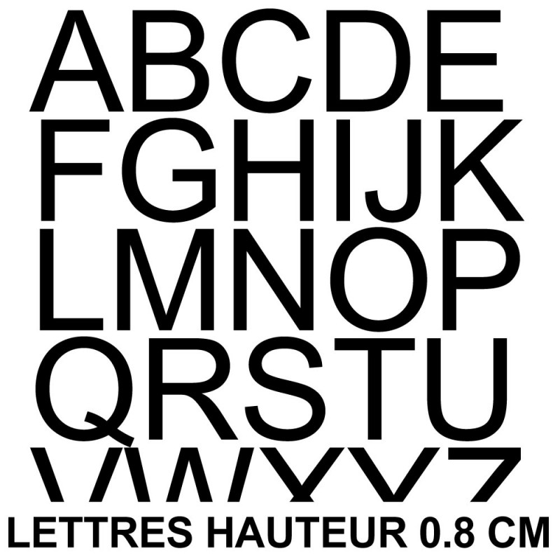 Pochettes petites lettres adhésives alphabet 0,8 cm
