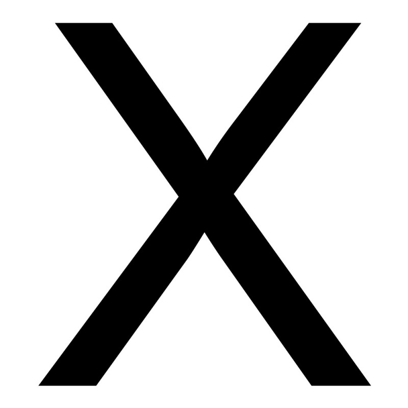 Lettre adhésive X, autocollante, hauteur à définir de 1 à 60 cm