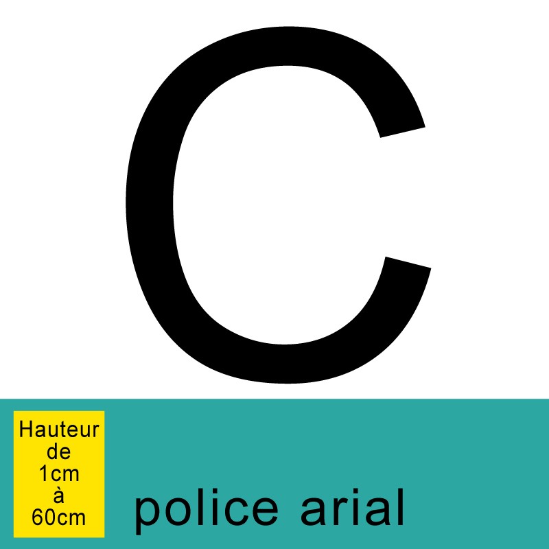 Lettre adhésive autocollante: C hauteur à définir de 1 à 60 cm