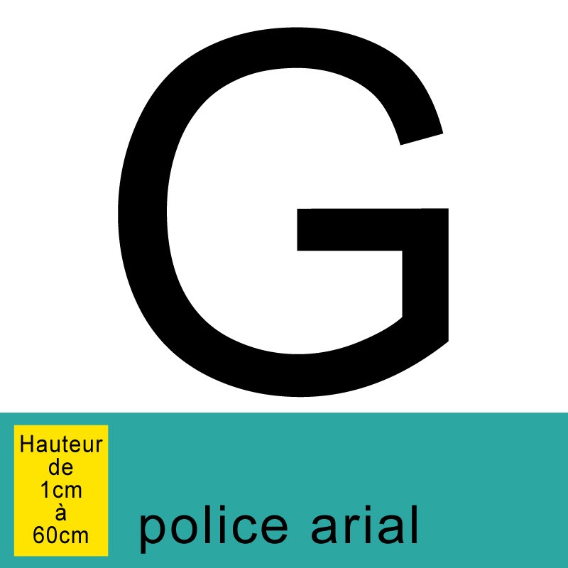 Lettre adhésive G, autocollante, hauteur à définir de 1 à 60 cm