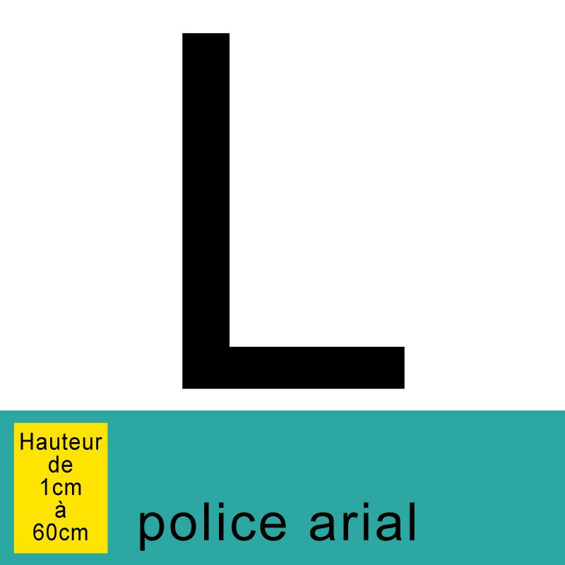 Lettre adhésive L, autocollante, hauteur à définir de 1 à 60 cm