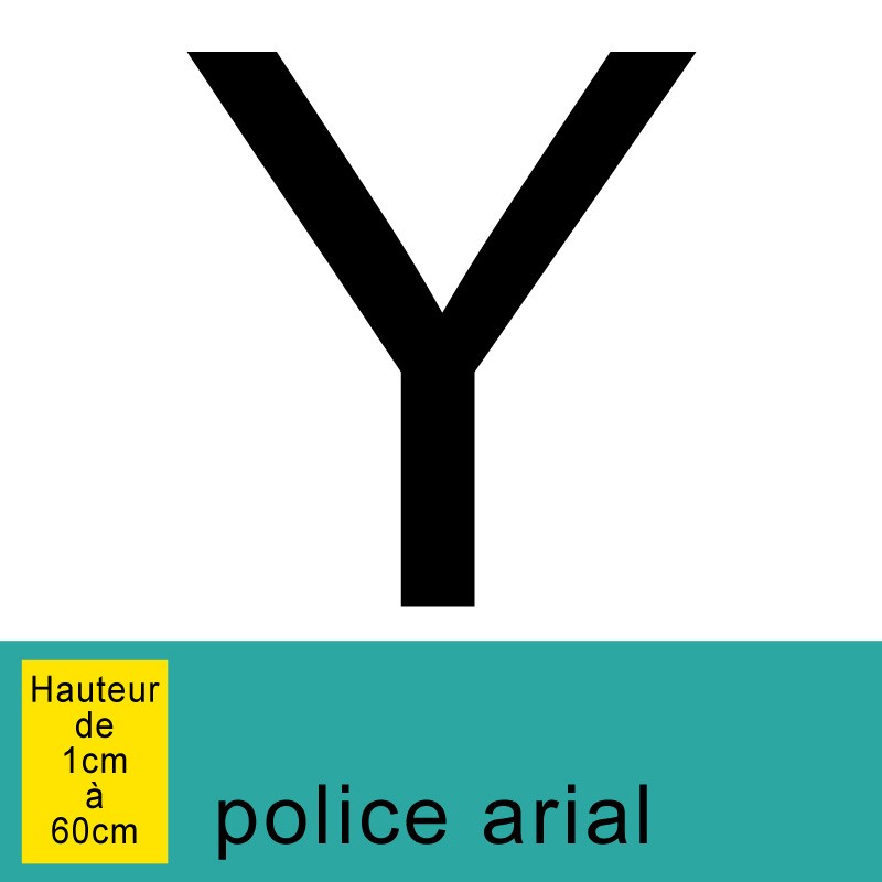 Lettre adhésive Y, autocollante, hauteur à définir de 1 à 30 cm