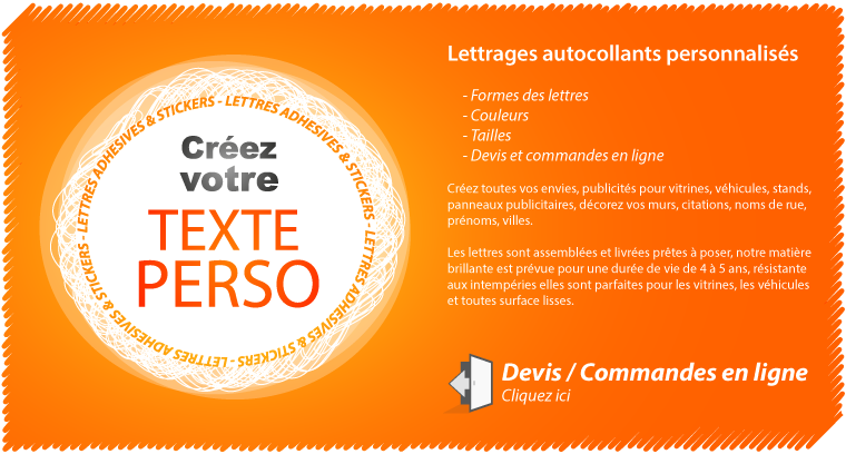 Commande en ligne lettrages adhésifs